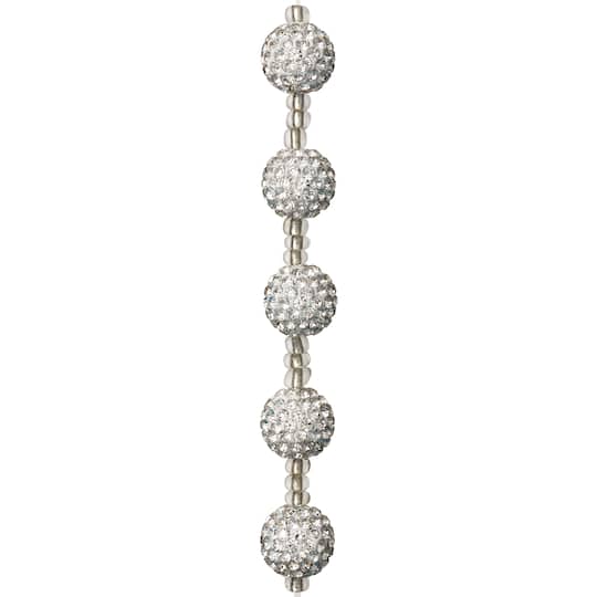12 Pack: Silver Rhinestone Round Beads, 12mm by Bead Landing™